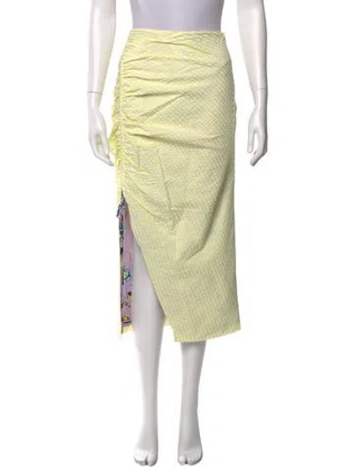 Pre-owned Prabal Gurung Striped Midi Length Skirt In Yellow