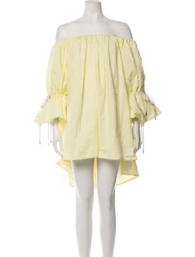 Pre-owned Prabal Gurung Striped Mini Dress In Yellow