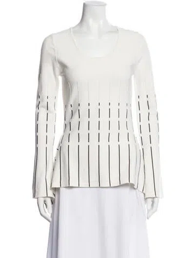 Pre-owned Prabal Gurung Striped Scoop Neck Top In White