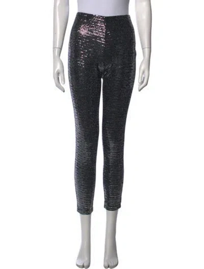 Pre-owned Prabal Gurung Striped Skinny Leg Pants In Black/metallic