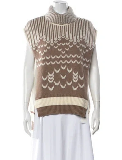 Pre-owned Prabal Gurung Striped Turtleneck Sweater In Brown