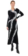 Prabal Gurung Tie Dye Crystal Polo Maxi Dress Black/white In Black/white