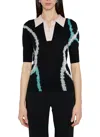 Prabal Gurung Tie Dye Thread Embroidered Polo In Black In Black
