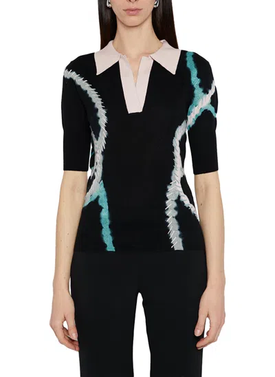 Prabal Gurung Tie Dye Thread Embroidered Polo In Black