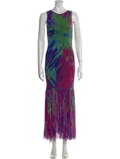 Pre-owned Prabal Gurung Tie-dye Print Long Dress In Purple
