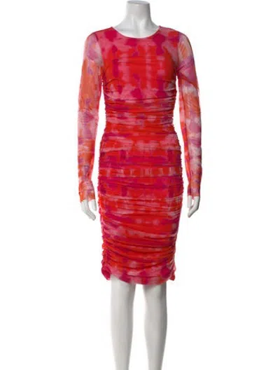 Pre-owned Prabal Gurung Tie-dye Print Midi Length Dress In Pink