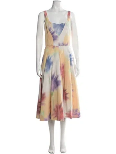 Pre-owned Prabal Gurung Tie-dye Print Midi Length Dress W/ Tags In Multicolor
