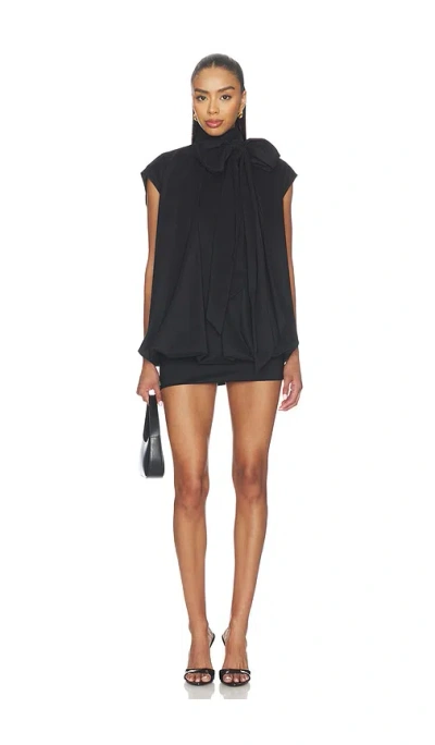 Prabal Gurung Tie-neck Cocoon Mini Dress In Black