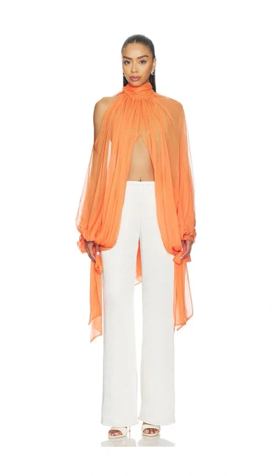 Prabal Gurung Tie-neck Cropped Cocoon Blouse In Orange