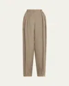 Prabal Gurung Triple Pleat Wide Leg Trousers In Taupe