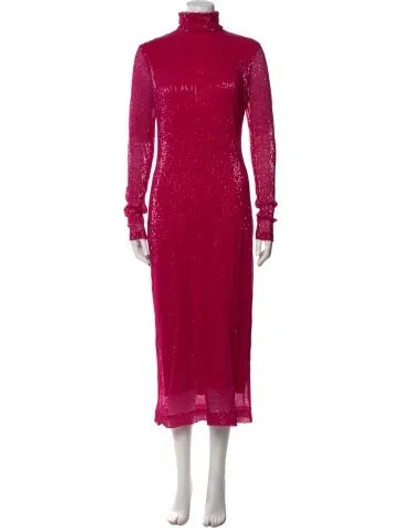 Pre-owned Prabal Gurung Turtleneck Long Dress In Pink
