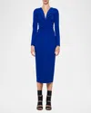 Prabal Gurung Twisted Long-sleeve Midi Dress In Cobalt