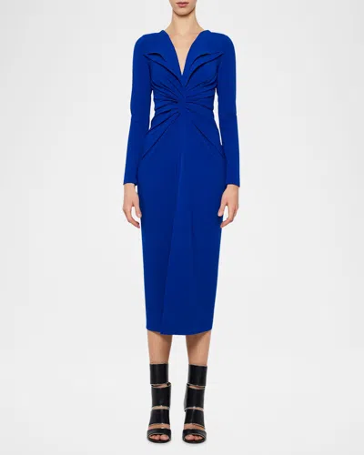 Prabal Gurung Twisted Long-sleeve Midi Dress In Cobalt