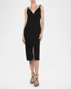 Prabal Gurung Twisted-shoulder Slit Midi Dress In Black