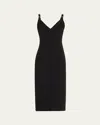 Prabal Gurung V-neck Sleeveless Slit Midi Dress In Black