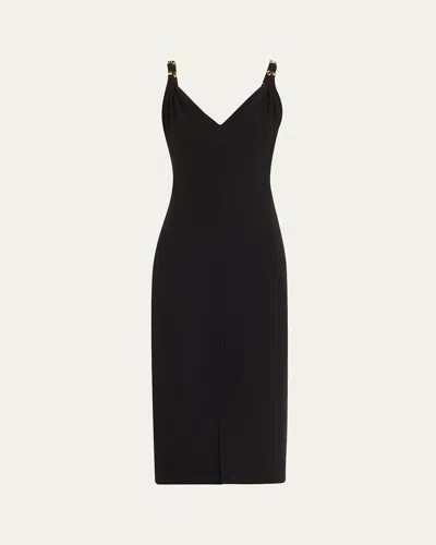 Prabal Gurung V-neck Sleeveless Slit Midi Dress In Black