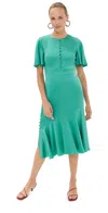 Prabal Gurung Victoria Flutter Sleeve Dress Emerald In Emerald