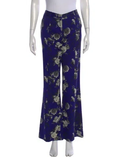 Pre-owned Prabal Gurung Virgin Wool Flared Pants In Blue