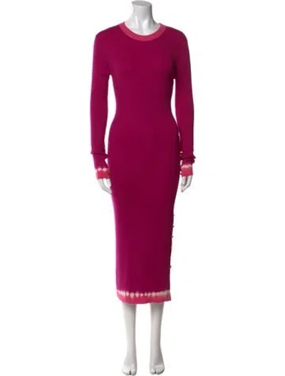 Pre-owned Prabal Gurung Virgin Wool Long Dress In Pink