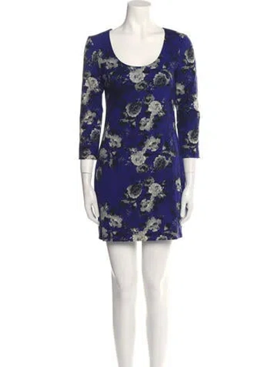 Pre-owned Prabal Gurung Virgin Wool Mini Dress In Blue