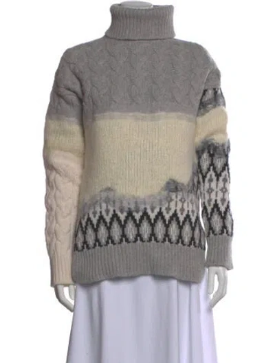 Pre-owned Prabal Gurung Virgin Wool Printed Sweater In Gray