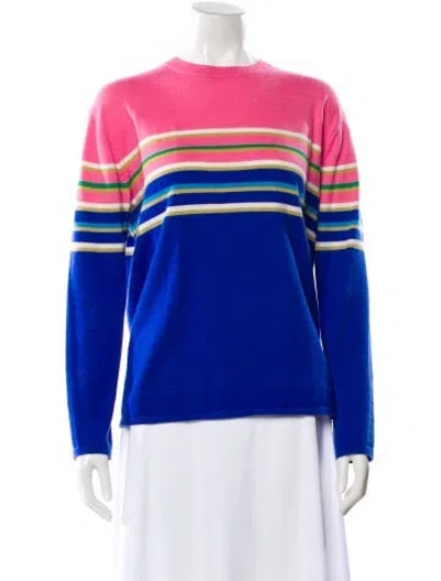 Pre-owned Prabal Gurung Virgin Wool Striped Sweater In Blue