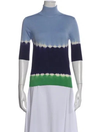 Pre-owned Prabal Gurung Virgin Wool Tie-dye Print Sweater In Blue
