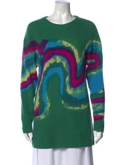 Pre-owned Prabal Gurung Virgin Wool Tie-dye Print Sweater In Green