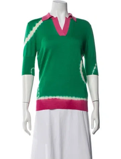 Pre-owned Prabal Gurung Virgin Wool Tie-dye Print Sweater In Green