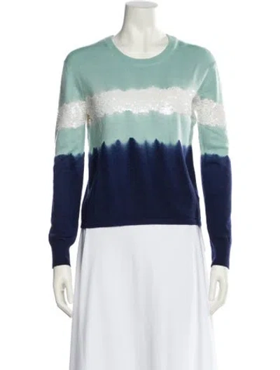Pre-owned Prabal Gurung Virgin Wool Tie-dye Print Sweatshirt In Blue