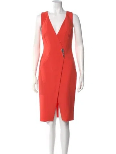 Pre-owned Prabal Gurung V-neck Knee-length Dress In Orange