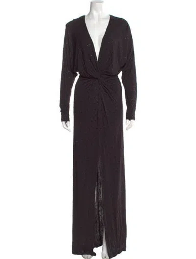 Pre-owned Prabal Gurung V-neck Long Dress In Black
