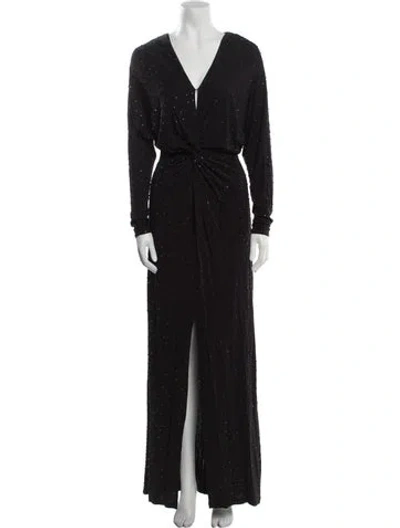 Pre-owned Prabal Gurung V-neck Long Dress In Black