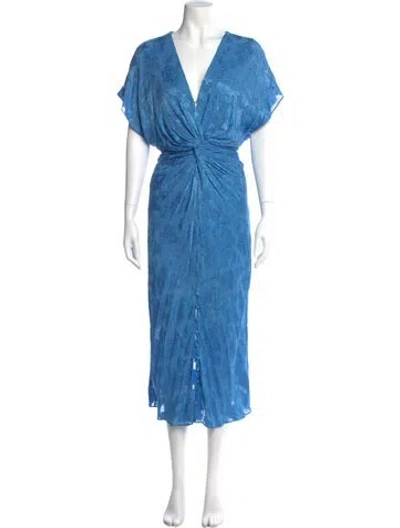 Pre-owned Prabal Gurung V-neck Long Dress In Blue