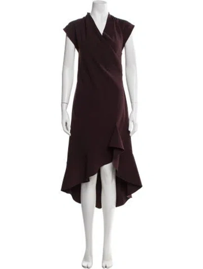 Pre-owned Prabal Gurung V-neck Long Dress In Brown
