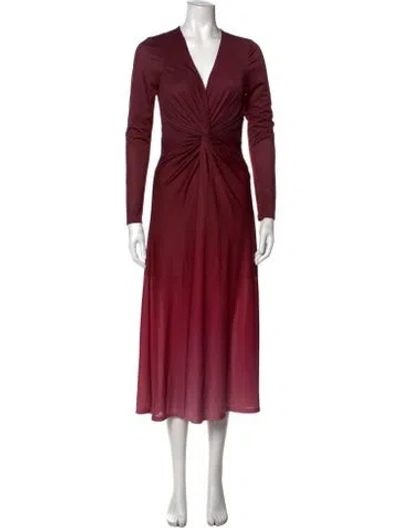Pre-owned Prabal Gurung V-neck Long Dress In Burgundy