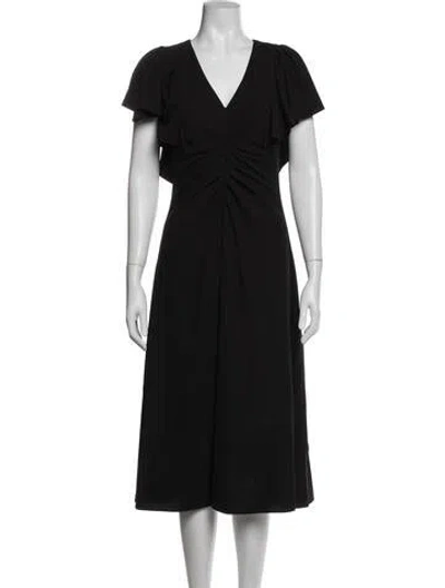 Pre-owned Prabal Gurung V-neck Midi Length Dress In Black