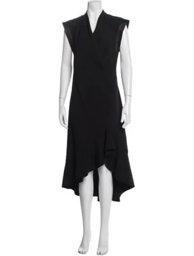 Pre-owned Prabal Gurung V-neck Midi Length Dress In Black