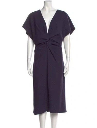 Pre-owned Prabal Gurung V-neck Midi Length Dress In Blue
