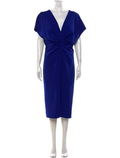 Pre-owned Prabal Gurung V-neck Midi Length Dress In Blue