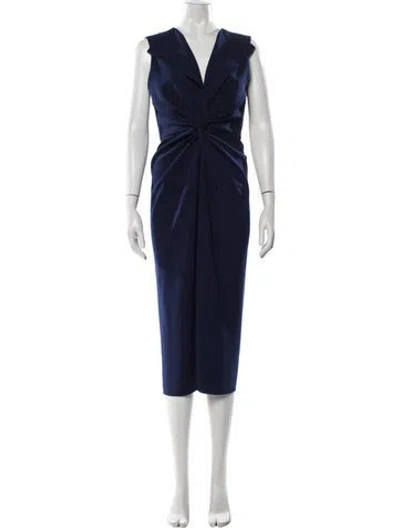 Pre-owned Prabal Gurung V-neck Midi Length Dress In Blue