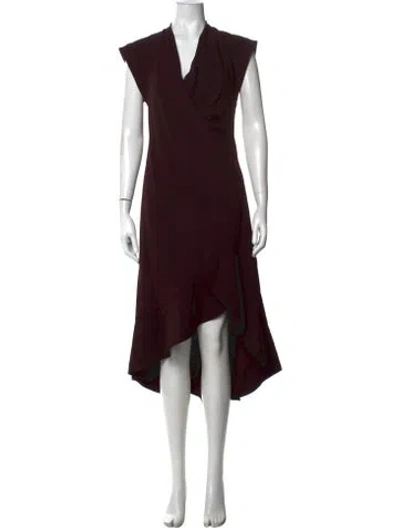 Pre-owned Prabal Gurung V-neck Midi Length Dress In Burgundy