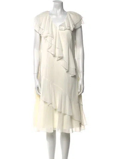 Pre-owned Prabal Gurung V-neck Midi Length Dress In Neutral