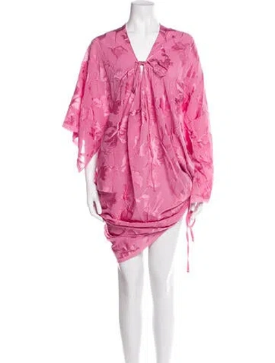 Pre-owned Prabal Gurung V-neck Midi Length Dress In Pink