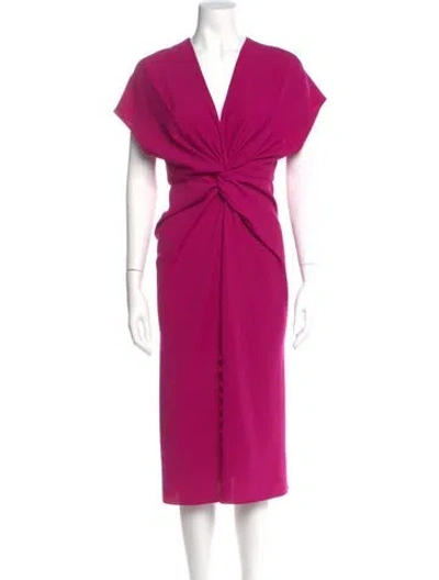 Pre-owned Prabal Gurung V-neck Midi Length Dress In Pink