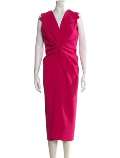 Pre-owned Prabal Gurung V-neck Midi Length Dress In Pink
