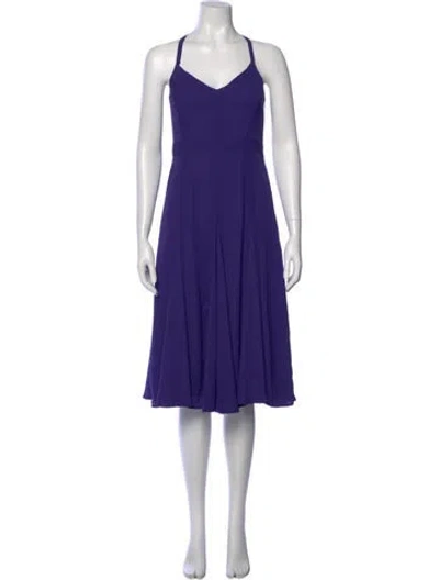 Pre-owned Prabal Gurung V-neck Midi Length Dress In Purple