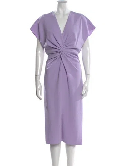 Pre-owned Prabal Gurung V-neck Midi Length Dress In Purple