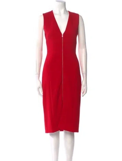 Pre-owned Prabal Gurung V-neck Midi Length Dress In Red
