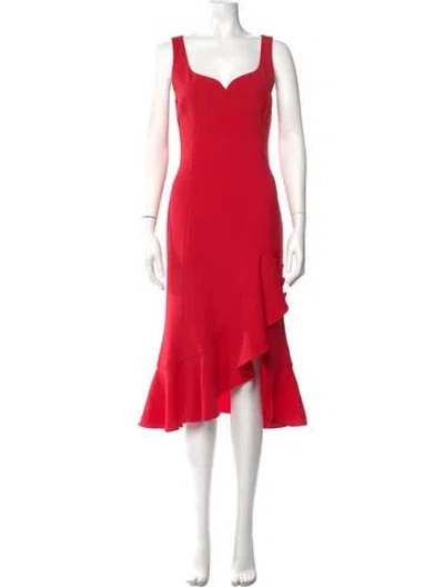 Pre-owned Prabal Gurung V-neck Midi Length Dress In Red